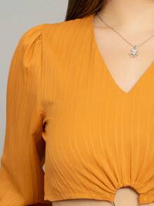 Beautiful Summer Fashion Palazzo With Solid Color, Side Cuts And Texture - 橘色 - 查看 7