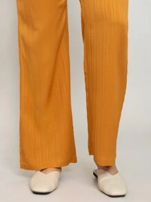 Beautiful Summer Fashion Palazzo With Solid Color, Side Cuts And Texture - 橘色 - 查看 8