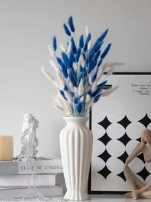 90/150pcs Bunny Tail Dried Pampas Grass Floral Bouquet, Blue & White, Boho Dining Table Decor, White Bunny Tail Pampas Grass For Wedding, Home, Country Party, Baby Shower Decoration, Valentine's Day, Gifts Birthday Graduation, Fall Decor, Autumn Home Decor Back To School Room Decor School Supplies