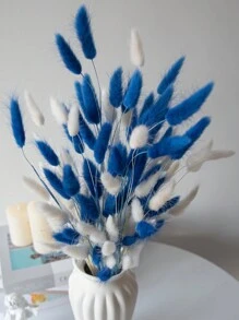90/150pcs Bunny Tail Dried Pampas Grass Floral Bouquet, Blue & White, Boho Dining Table Decor, White Bunny Tail Pampas Grass For Wedding, Home, Country Party, Baby Shower Decoration, Valentine's Day, Gifts Birthday Graduation, Fall Decor, Autumn Home Decor Back To School Room Decor School Supplies