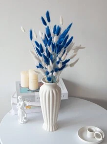 90/150pcs Bunny Tail Dried Pampas Grass Floral Bouquet, Blue & White, Boho Dining Table Decor, White Bunny Tail Pampas Grass For Wedding, Home, Country Party, Baby Shower Decoration, Valentine's Day, Gifts Birthday Graduation, Fall Decor, Autumn Home Decor Back To School Room Decor School Supplies