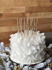 6pcs Gold-Plated Long Curved Candles For Birthday Cake Decoration