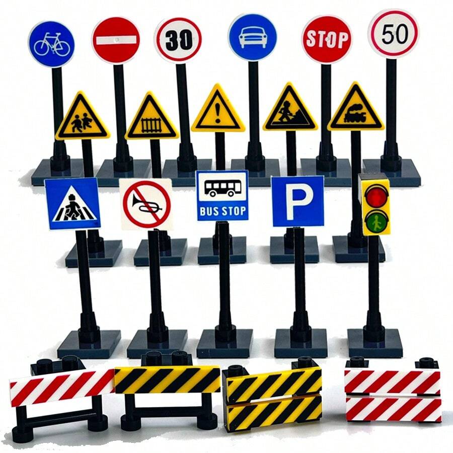 Traffic Road Sign Light MOC Building Blocks City Street View