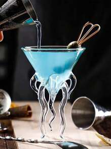 1pc Creative Octopus Cocktail Glass, Personality Aquarium Glass Octopus Wine Glass, Martini Glass
