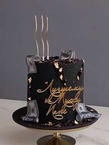 6pcs Gold-Plated Long Curved Candles For Birthday Cake Decoration