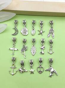 15/20pcs Mixed Antique Silver Alloy European Style Pendant Bracelet Spacer Charm DIY Pendant For Bracelet Necklace Jewelry Making Crafts Accessories Jewelry Supplies - Silver - View 8