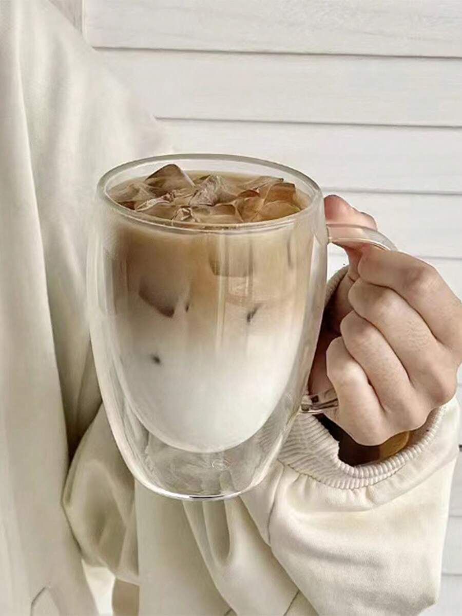 1 件 250 毫升双层玻璃咖啡杯带手柄，拿铁杯隔热防烫，设计精美，适合家庭、餐厅、咖啡店和学校用品聚会返校