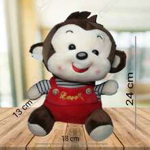 peluche de chango con overol rojo de - Rojo - Ver 3