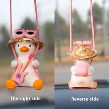 1pc Cute Duck Swing Car Hanging Ornament, Rearview Mirror Pendant Decor, Car Interior Accessory, Home Fragrance Accessory - Multicolor - View 2