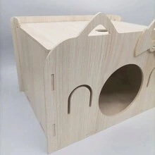 Casa Para Hámster, Conejillo De Indias Y Conejo - Casa De Madera Con Apertura Y Agujero - Para Pequeños Roedores Como Conejos, Cobayas - Albaricoque - Ver 6