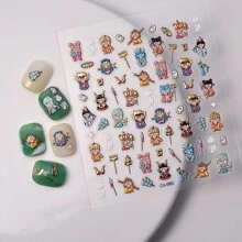 1入組金箔卡通人物西遊記5d浮雕貼紙,適用於指甲/手機殼裝飾 - 彩色 - 查看 4