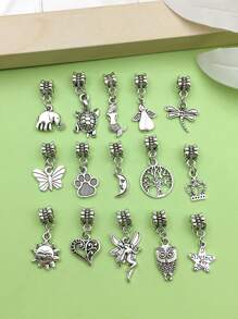 15/20pcs Mixed Antique Silver Alloy European Style Pendant Bracelet Spacer Charm DIY Pendant For Bracelet Necklace Jewelry Making Crafts Accessories Jewelry Supplies - Silver - View 7