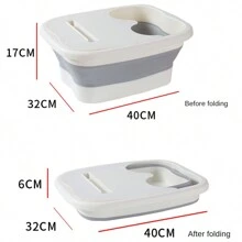 1入組矽膠可折疊蓋子足浴盆,家用、宿舍和露營場所均可使用,多功能戶外洗腳桶水容器 - 白色 - 查看 2