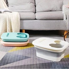 1入組矽膠可折疊蓋子足浴盆,家用、宿舍和露營場所均可使用,多功能戶外洗腳桶水容器 - 白色 - 查看 9