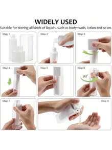 1个/3个装塑料真空泵瓶 0.51盎司/1.01盎司/1.69盎司 无气乳液瓶 可重复灌装化妆品收纳容器 小罐 便携旅行面霜乳液容器 - 方形 - 白色 - 查看 7