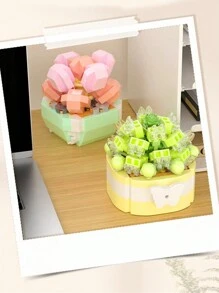 Cute Style Assembly Building Blocks Bouquet Of Orchids, Tulips, Roses Handmade Artificial Potted Succulent Plants Puzzle Toy For Women, Festival, Creative Desktop Decoration Gift Room Decoration - Building Block Succulent Potted Plants - View 3