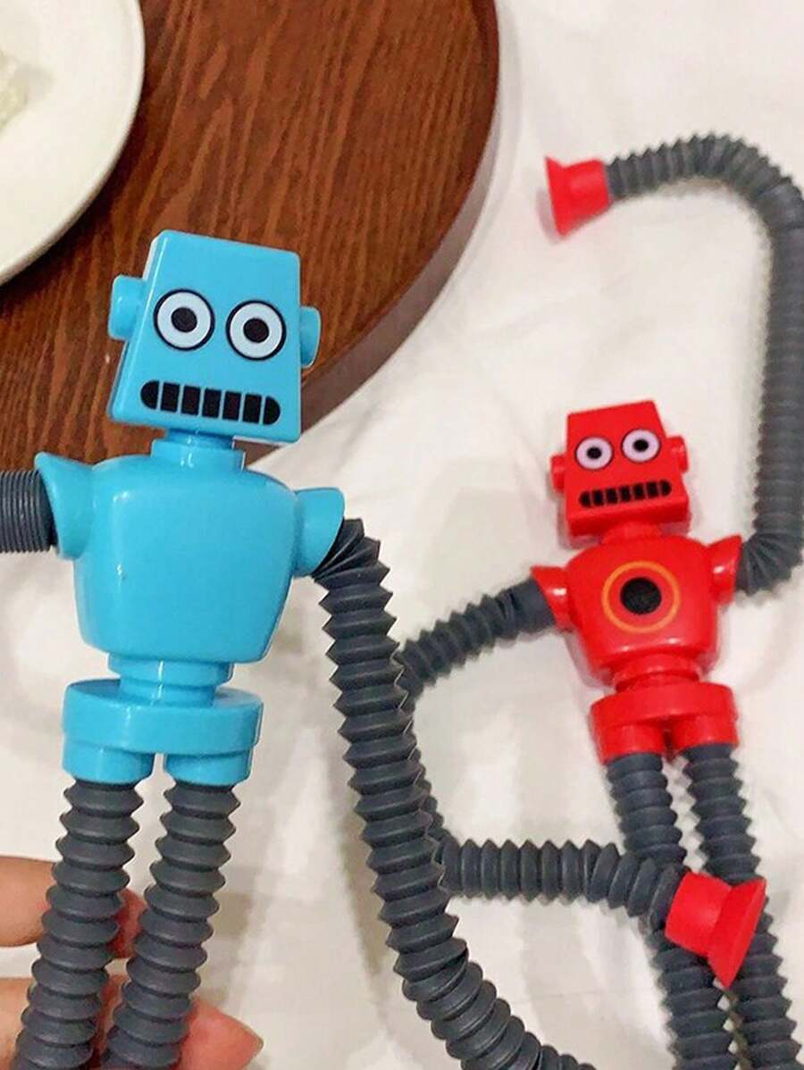 1入組可變形機器人伸縮玩具,彈簧筒機器人壓力釋放玩具男孩和女孩壓力釋放玩具,吸盤創意感官玩具,想像和創造力訓練玩具,diy互動玩具