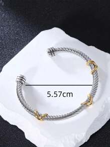 1pc Titanium Steel Twisted Wire Adjustable Unisex Bracelet - Multicolor - View 5