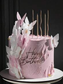 6pcs Gold-Plated Long Curved Candles For Birthday Cake Decoration