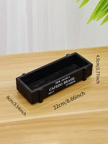 1pc Vintage Wooden Rectangle Pot For Succulent Plants, Desk Decor - Brown - View 5