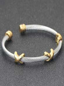 1pc Titanium Steel Twisted Wire Adjustable Unisex Bracelet - Multicolor - View 4