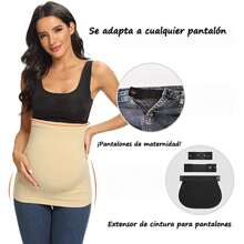 Maternity Pants Adjustable Waist Extender With Elastic - Black+Blue+Khaki+Dark Gray - View 4