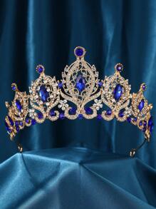 女士皇冠，巴洛克水晶水钻头饰配饰，适合公主女孩女王新娘生日婚礼舞会服装派对皇室 - 彩色 - 查看 15