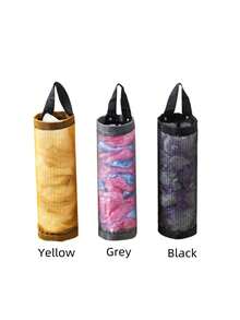 1pc Wall-Mounted Garbage Bag Organizer For Kitchen And Grocery Storage, Plastic Bag Holder - Yellow - View 3