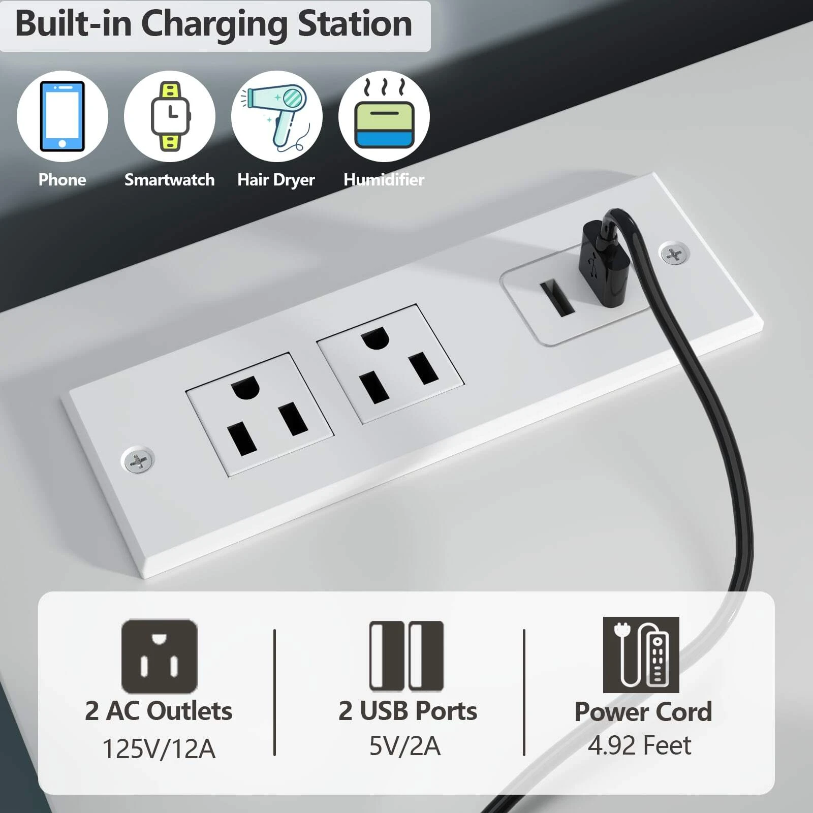 6 Drawer Dresser, Modern Drawer Chests With Power Outlet And Led Light