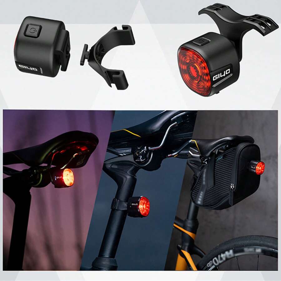 Cykel Bakljus Vattentät Led Smart Broms
 Avkänning Cykel Blixt Lampor För Gata & Berg Cykel - Svart - Visa 1