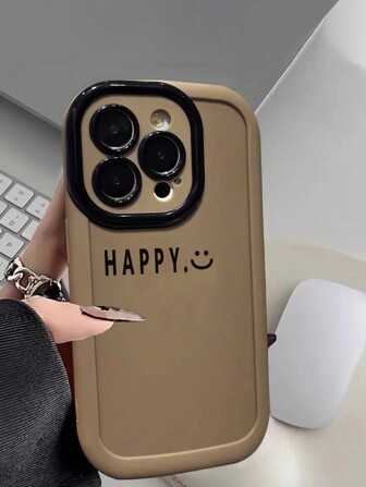 アップル ブラウン 美的 ローズ 1個 厚みのある 光沢 幸せなアルファベット 目に優しい スマホケース iPhone 15promax 14 13 12 11、78GES2/78P/XS/XR/ASMAXに対応