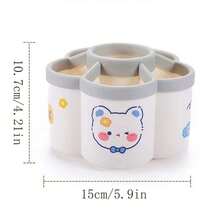 1 Pieza Portalápices Giratorio Separado, Organizador Transparente De Escritorio De Acrílico Para Oficina, Contenedor De Almacenamiento De Lápices Y Bolígrafos - Blanco - Ver 2