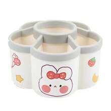 1 Pieza Portalápices Giratorio Separado, Organizador Transparente De Escritorio De Acrílico Para Oficina, Contenedor De Almacenamiento De Lápices Y Bolígrafos - Blanco - Ver 4