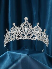女士皇冠，巴洛克水晶水钻头饰配饰，适合公主女孩女王新娘生日婚礼舞会服装派对皇室 - 彩色 - 查看 16