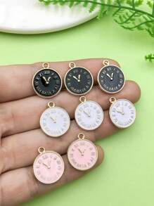 10入組時尚搪瓷時鐘吊墜,適用於手鍊、項鍊、耳環珠寶製作工藝配件