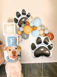 2 piezas de globos de aluminio con forma de pata de gato o perro negro, adecuados para decoración de cumpleaños con tema de animales, gatos y cachorros - Blanco y Negro - Ver 3