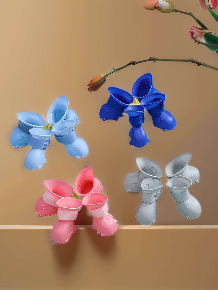 1組/4入狗狗雨鞋,防滑、耐用、防水、易於清潔設計,不易掉鞋,適用於戶外活動 - 彩色 - 查看 1