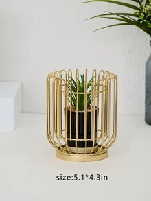 1 Miếng Phòng khách TV Tủ & Rượu vang Tủ Trang trí Trưng bày , Sắt Tròn Chậu cây Trưng bày , Creative Nhà  Văn phòng Trang trí Phụ kiện - Vàng - Xem 2