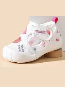 1pair Unisex Infant Breathable Mesh Flat Casual Sports Shoes, Suitable For Spring And Summer - Pink - View 6