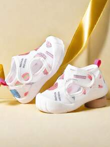 1pair Unisex Infant Breathable Mesh Flat Casual Sports Shoes, Suitable For Spring And Summer - Pink - View 3
