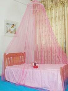 1pc Double Bed Sized Mosquito Net, Hanging Or Floor Standing With Easy Installation - Pink - View 3