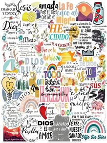 50 Piezas De Pegatinas Estéticas Mexicanas Con Frases Positivas En Español, Para Álbumes De Recortes, Diarios Y Collage - Multicolor - Ver 1