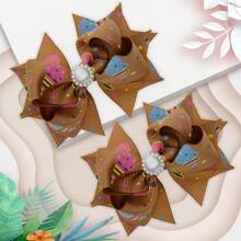 2Pcs 3 Inch Hair Bow Fashionable Children Hair Bows With Clips For Festivals - Multicolor - View 2