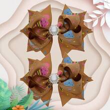 2Pcs 3 Inch Hair Bow Fashionable Children Hair Bows With Clips For Festivals - Multicolor - View 4