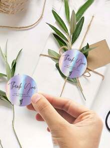 500入/卷 彩虹雷射「謝謝購物」商業裝飾性自黏貼紙標籤 - 彩色 - 查看 8