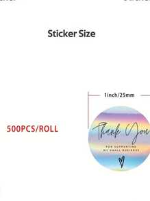500入/卷 彩虹雷射「謝謝購物」商業裝飾性自黏貼紙標籤 - 彩色 - 查看 6