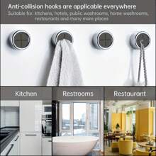 1/3/8pcs Kitchen Towel Holder, Self Adhesive Wall Dish Towel Hook, Round Wall Mount Towel Holder For Bathroom, Kitchen And Home, Wall, Cabinet, Garage, No Drilling Required - Cross - View 7