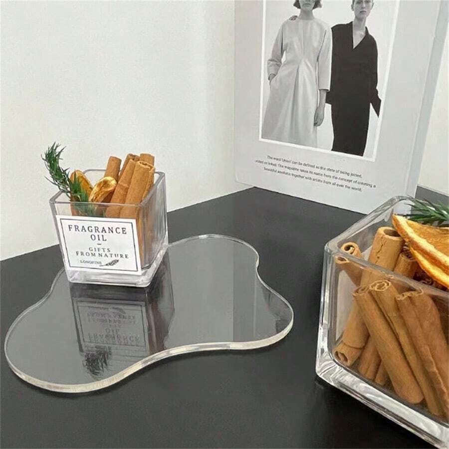 4件装透明亚克力金箔火漆密封不对称杯垫ins北欧创意家居隔热碗茶壶垫 - 無色 - 查看 1