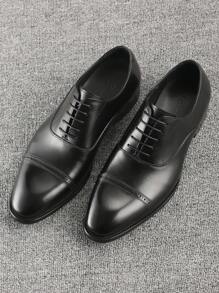 Men's Formal Handmade Oxford Shoes, British Style, Solid Black, Lace-Up, Low-Cut, Gentleman's Top Layer Leather, Breathable And Comfortable, Youth Men's Shoes.