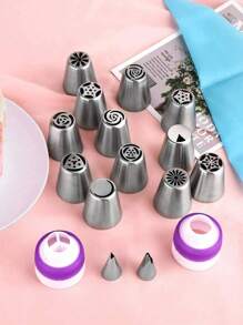47 Pcs Russian Piping Tips Set, 12 Flower Frosting Nozzles Icing Tips for Cake Decorating Tips Kit, Baking Supplies for Cookie Cupcake, 2 Leaf Piping Tips 2 Couplers 30 Pastry Baking Bags - Multicolor - View 8